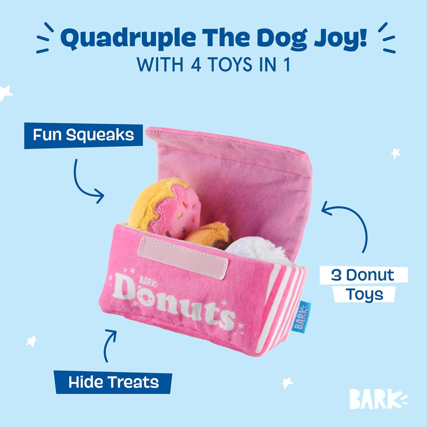 BARK Barker’s Dozen Donuts Plush 4-in-1 Dog Toy
