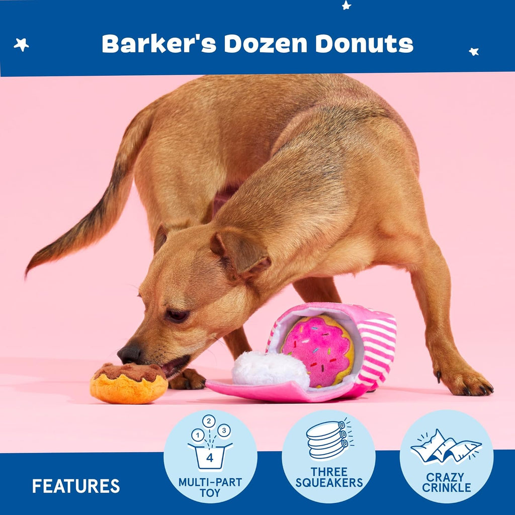 BARK Barker’s Dozen Donuts Plush 4-in-1 Dog Toy