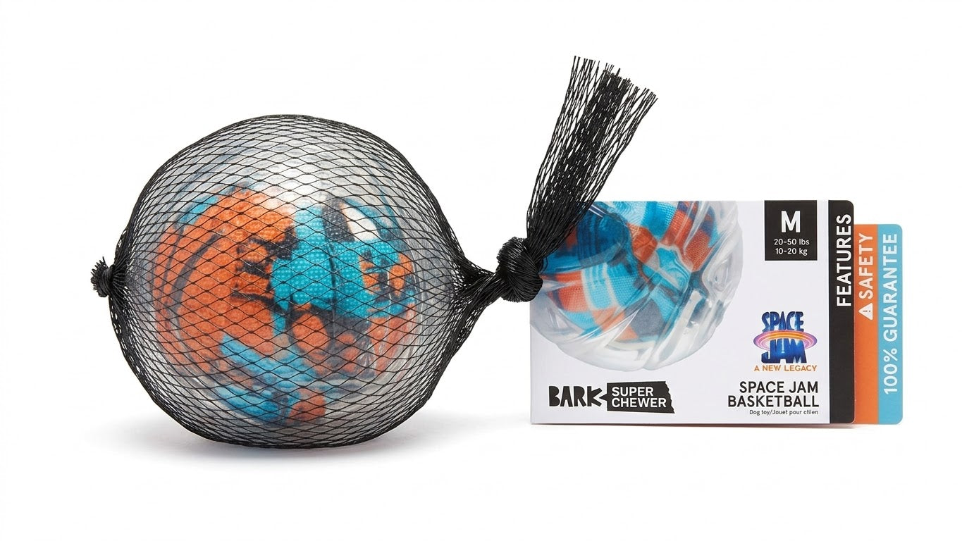 BARK Space Jam Basketball Super Chewer Dog Toy