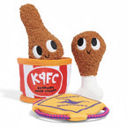 Kangaroo Tossing and Kenpuppy Fried Chicken Plush Dog Squeak Toy Bundle