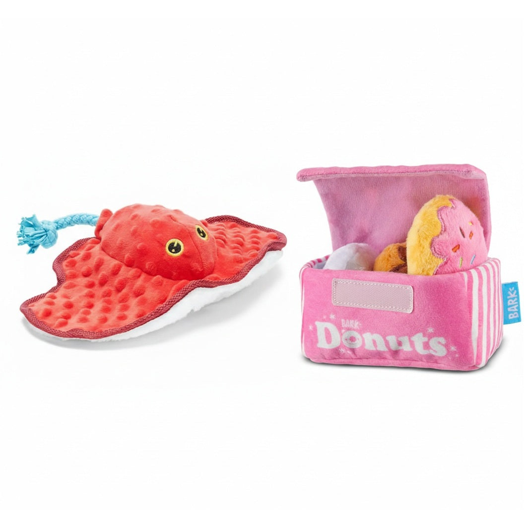 Barker's Dozen Donuts and Sting Cosby the Ray Plush Dog Toy Bundle